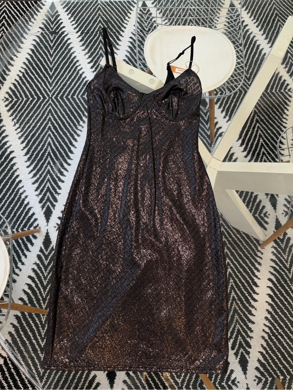 SKIMS Metallic Black-Brown Mini Dress